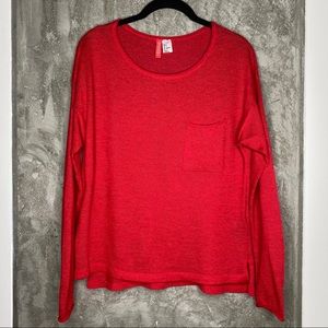 H&M | Divided Red Long Sleeve Top Front Pocket